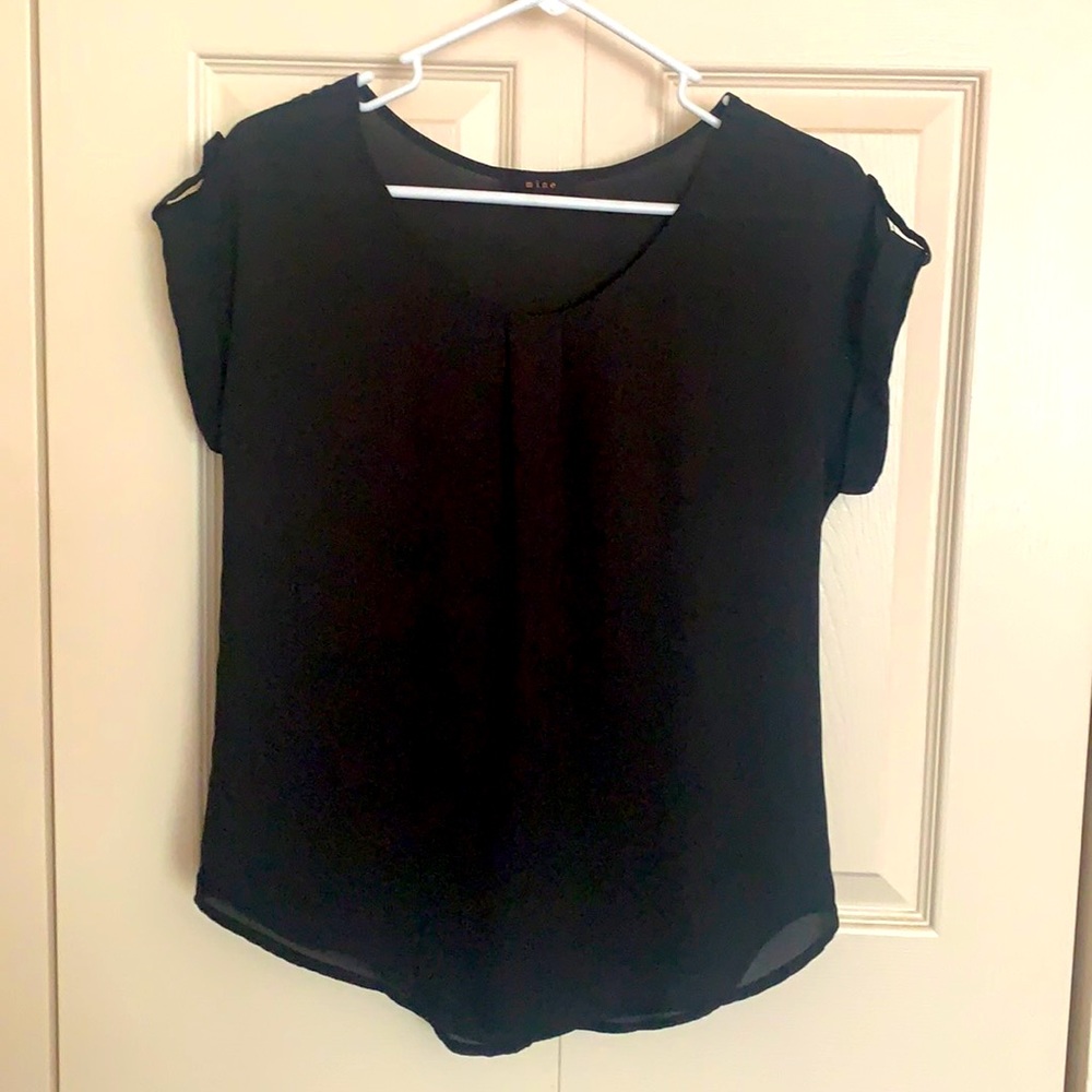 Mine black blouse top with button details on sleeves